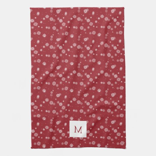 Monogrammed Rode Keuken Handdoeken (Verticaal)