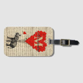 Monogrammed romantic elephant and heart bagagelabel (Voorkant (horizontaal))