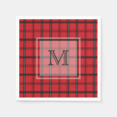 Monogrammed Rood en Zwart Tartan Plaid Servetten (Voorkant)