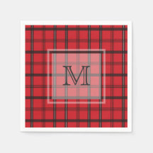 Monogrammed Rood en Zwart Tartan Plaid
