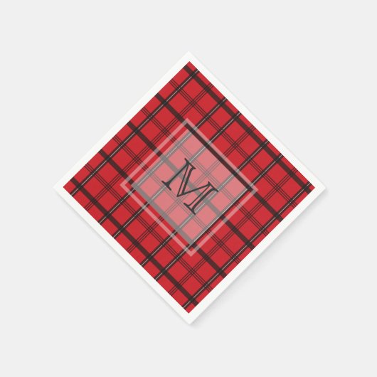 Monogrammed Rood en Zwart Tartan Plaid Servetten (Hoek)