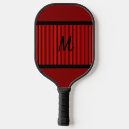 Monogrammed rood gestreept pickleball paddle