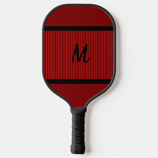 Monogrammed rood gestreept pickleball paddle (Achterkant)