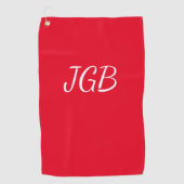Monogrammed Rood Wit of kies Kleur Achtergrond Golfhanddoek (Voorkant)