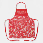 Monogrammed Rood Wit Polka Dots Kerstmis Schort (Voorkant)