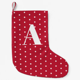 Monogrammed Rood- & Witte poka Dots Kleine Kerstsok