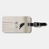 Monogrammed roodgevleugelde merel op tak bagagelabel (Voorkant horizontaal)