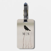 Monogrammed roodgevleugelde merel op tak bagagelabel (Achterkant verticaal)