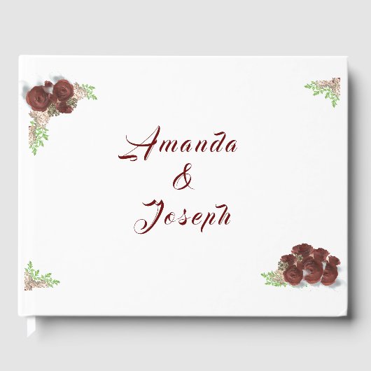 Monogrammed Roos-Corsage Wedding Gastenboek (Voorkant)