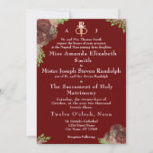 Monogrammed Roos-Corsage Wedding Invitation (Voorkant)