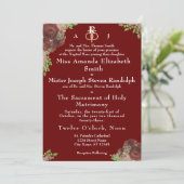 Monogrammed Roos-Corsage Wedding Invitation (Staand voorkant)