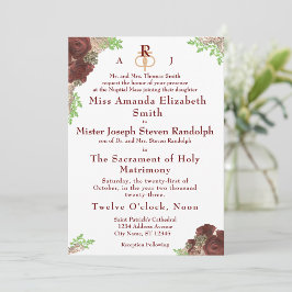 Monogrammed Roos-Corsage Wedding Invitation Kaart