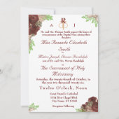 Monogrammed Roos-Corsage Wedding Invitation Kaart (Voorkant)