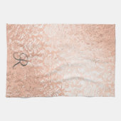 Monogrammed Roos Gold Damask Theedoek (Horizontaal)