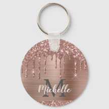Monogrammed Roos Gold Glitter Drift op roze metale