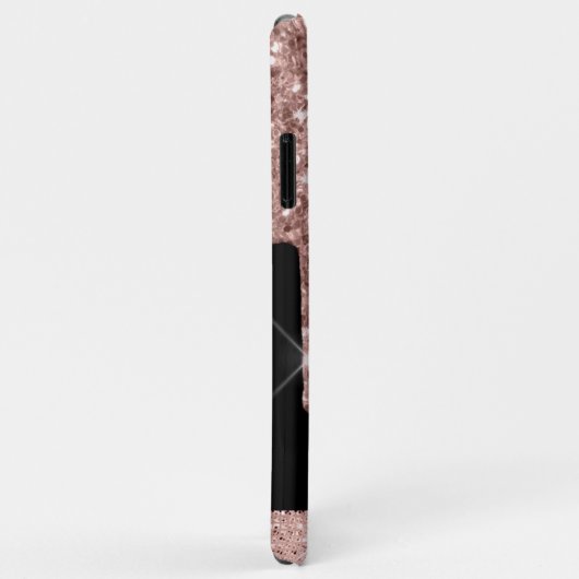 Monogrammed Roos Gold Glitter Drivers op zwart Case-Mate iPhone Case (Achterkant/rechts)