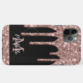 Monogrammed Roos Gold Glitter Drivers op zwart Case-Mate iPhone Case (Achterkant (horizontaal))