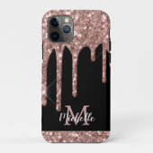 Monogrammed Roos Gold Glitter Drivers op zwart Case-Mate iPhone Case (Achterkant)