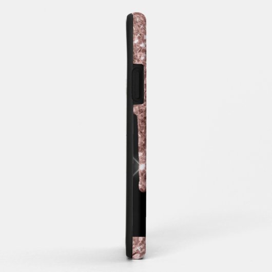 Monogrammed Roos Gold Glitter Drivers op zwart Case-Mate iPhone Case (Achterkant/rechts)