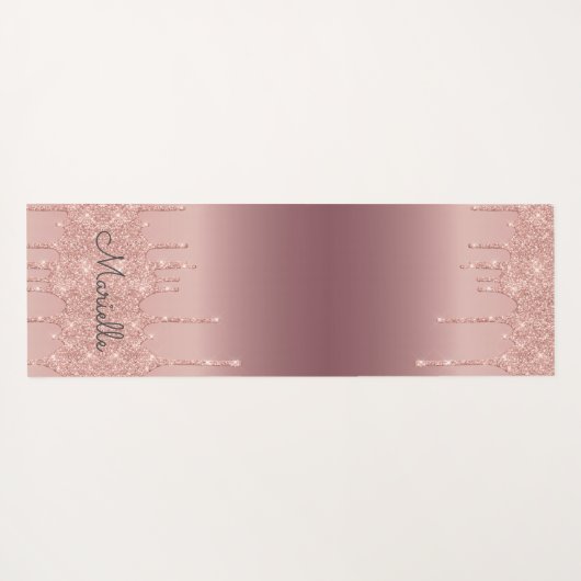 Monogrammed Roos Gold Glitter Drivers Yogamat (Achterkant (horizontaal))