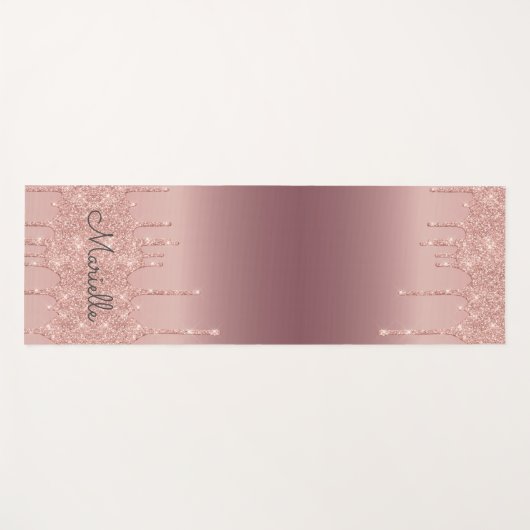 Monogrammed Roos Gold Glitter Drivers Yogamat (Voorkant (horizontaal))