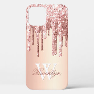 Monogrammed Roos Gold Sparkle Glitter Drivers Case-Mate iPhone Case