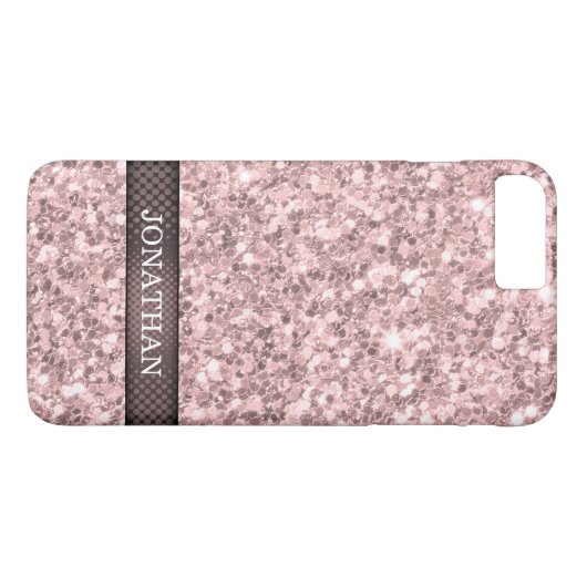 Monogrammed Roos gouden glitterpatroon Case-Mate iPhone Case (Achterkant (Horizontaal))