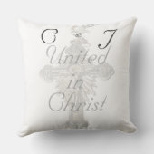 Monogrammed Roos Katholieke huwelijkscadeau Kussen (Achterkant)