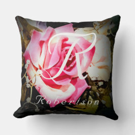 Monogrammed Roos Katholieke huwelijkscadeau Kussen