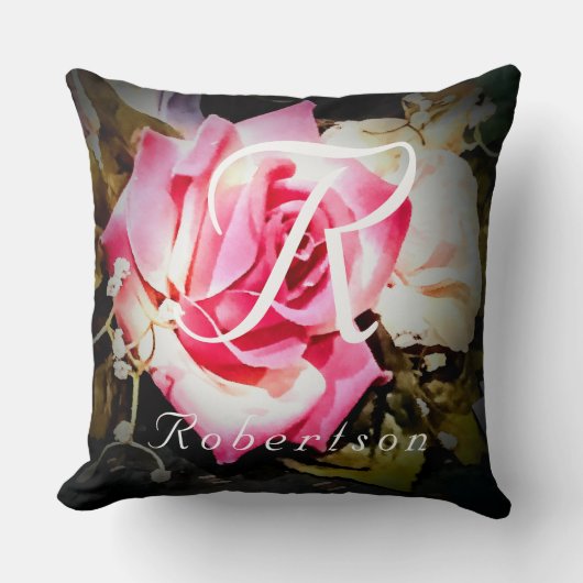 Monogrammed Roos Katholieke huwelijkscadeau Kussen (Voorkant)