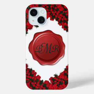 Monogrammed Roos Wreator met Wax Seal iPhone 15 Case