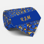 Monogrammed Royal Blue en Gold Paisley Stropdas (Opgerold)