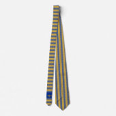 Monogrammed Royal Blue en Gold Stripes Stropdas (Achterkant)