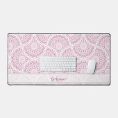 Monogrammed Roze Art Deco Confetti Lace Mandala Bureaumat (Keyboard & Muis)