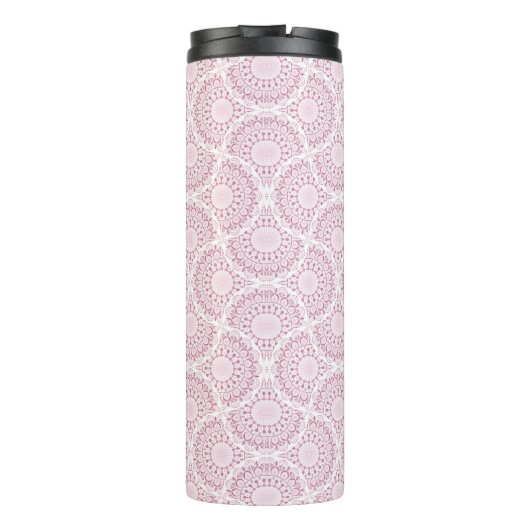Monogrammed Roze Art Deco Confetti Lace Mandala Thermosbeker (Achterkant)