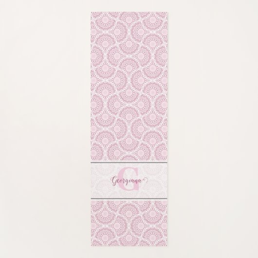 Monogrammed Roze Art Deco Confetti Lace Mandala Yogamat (Voorkant)