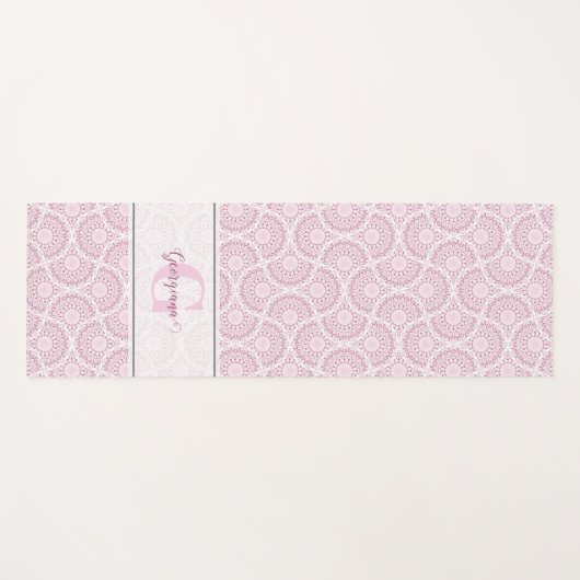 Monogrammed Roze Art Deco Confetti Lace Mandala Yogamat (Voorkant (horizontaal))