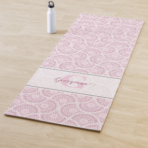 Monogrammed Roze Art Deco Confetti Lace Mandala Yogamat