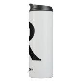 Monogrammed Roze Bloemen Initiaal R Thermosbeker (Geroteerd rechts)