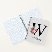 Monogrammed Roze Bloemen Initiaal W Notitieboek (Binnen)