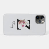 Monogrammed Roze Bloemen Initiaal Z Case-Mate iPhone Case (Achterkant (horizontaal))
