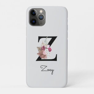 Monogrammed Roze Bloemen Initiaal Z Case-Mate iPhone Case