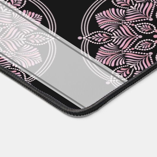 Monogrammed Roze Bloemenkransen Polka Dot Mandala Bureaumat (Hoek)