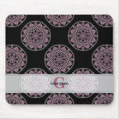 Monogrammed Roze Bloemenkransen Polka Dot Mandala Muismat (Voorkant)