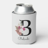 Monogrammed Roze Boho Bloemen Initiaal B Blikjeskoeler (Blikje Voorkant)