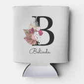 Monogrammed Roze Boho Bloemen Initiaal B Blikjeskoeler (Voorkant)