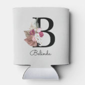 Monogrammed Roze Boho Bloemen Initiaal B Blikjeskoeler (Achterkant)