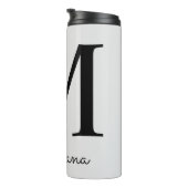 Monogrammed Roze Boho Bloemen Initiaal M Thermosbeker (Geroteerd rechts)