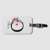 Monogrammed Roze Boho Bloemen Initiaal O Bagagelabel (Voorkant (horizontaal))