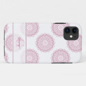 Monogrammed Roze Confetti Lace Polka Dot Mandala Case-Mate iPhone Case (Achterkant (horizontaal))